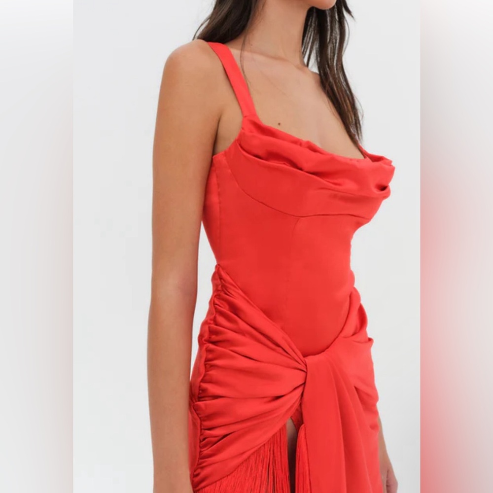 NWT For love and lemons 🍋 Red Anisa Fringe midi dress - Picture 7 of 7